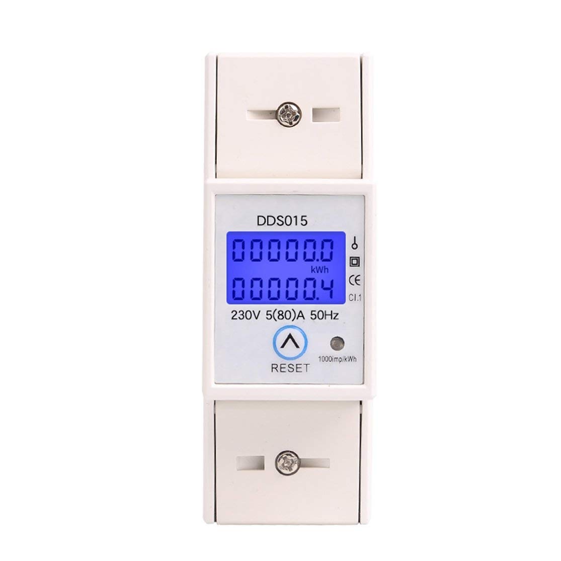 SINOTIMER - DDS015 - 230V DIN Rail Enkelfase Wattmeter - Energiemeter AC met Resetfunctie Kaemma - Vermogensverbruik en Elektronische Energiemeting - Kleur: Wit