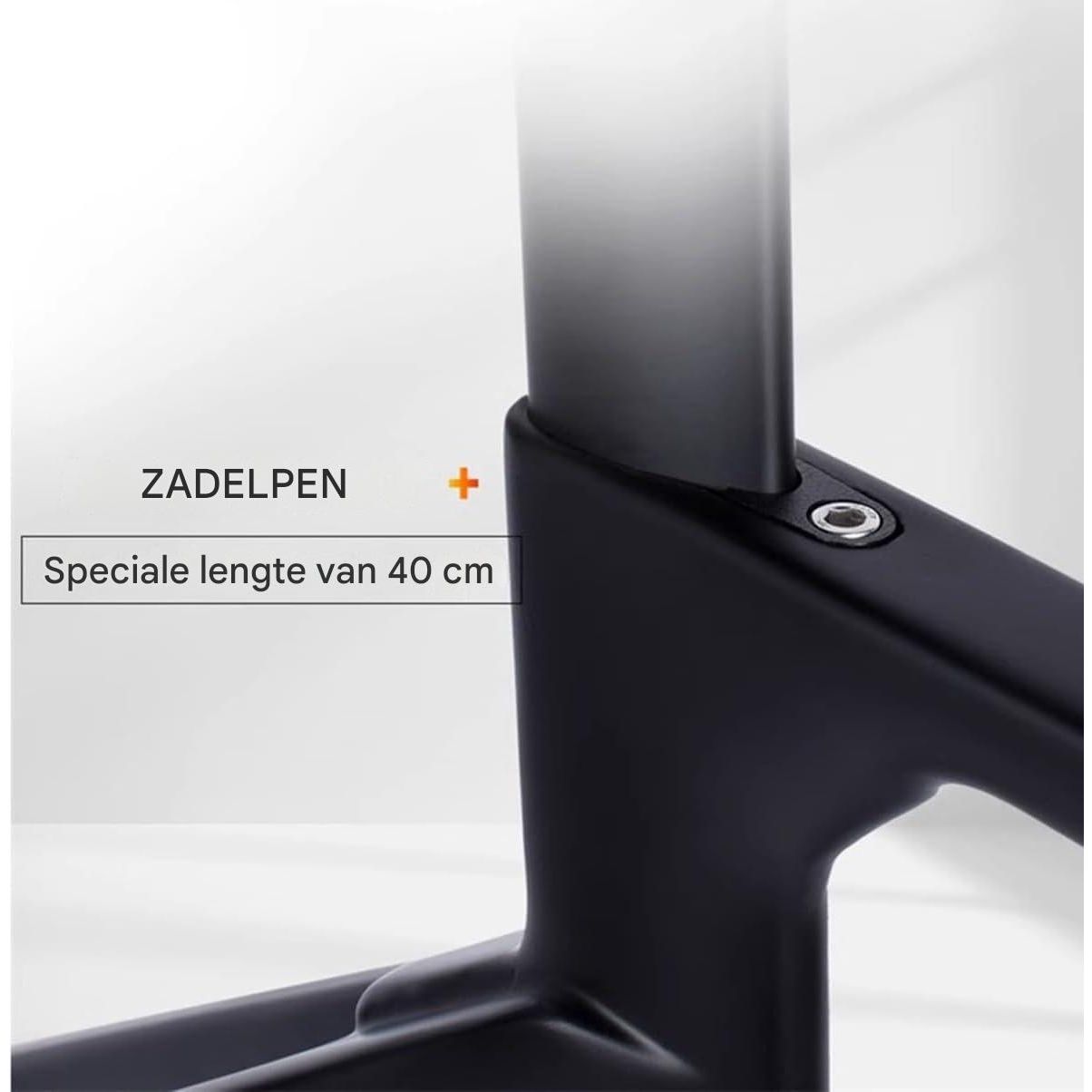 700C Carbon Road Bike Frame – 49 cm – Schijfrem – Volledige Interne Kabelgeleiding – Inclusief Carbon Vork, Zadelpen, Doorlopende As en Geïntegreerd Stuur – Voor BB86 Bracket & 142×12 mm Achteras