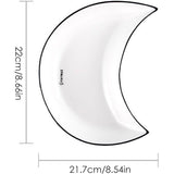 Set van 5 Keramische Dinerborden – Unieke Halve Maan Vorm – Stapelbare Serviesborden voor Sauzen, Snacks, Voorgerechten en Desserts – Duurzaam, Vaatwasser- en Magnetronbestendig, 22×21,5 cm