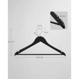 20 Stuks - Zwarte Houten Kledinghangers - Esdoornhout - Sterk en Elegant - Draaibare Haak 360° - Antislip Broeklat - Schuine Schoudervorm - Inclusief Inkepingen - Voor Jassen, Overhemden en Broeken - 44,5 x 23 cm