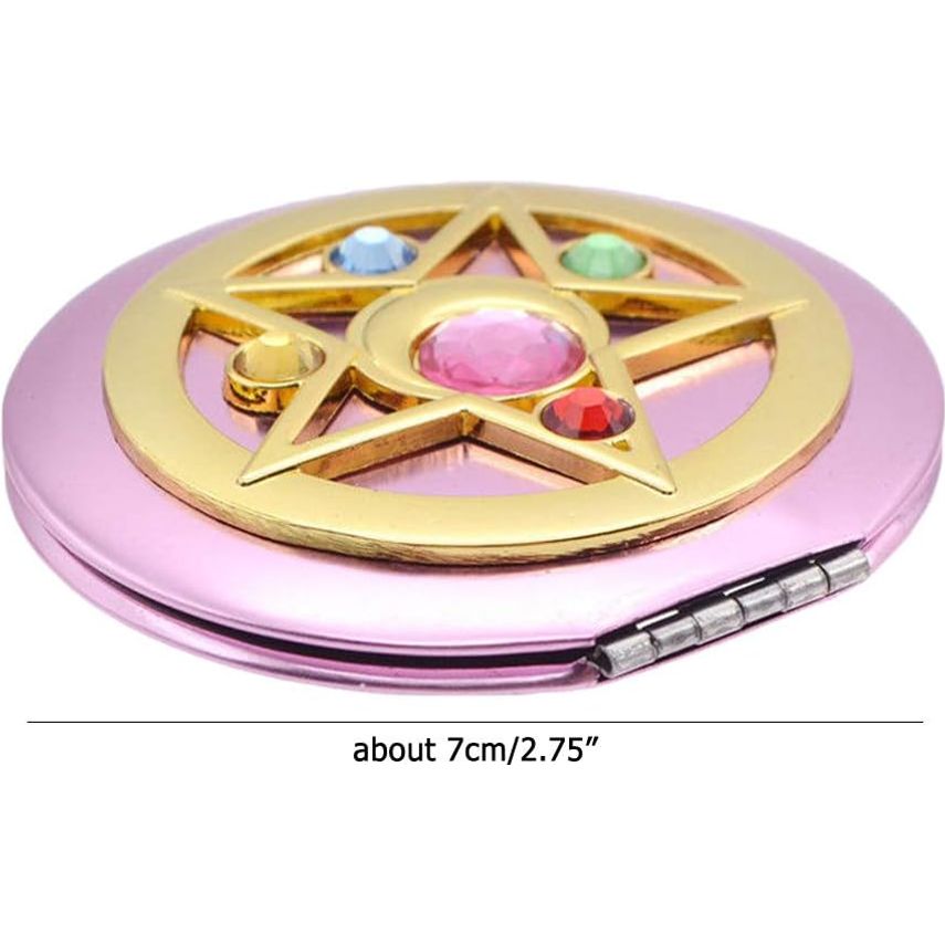 Draagbare Cosmetische Spiegel-Sailor Moon-Memory-Serie-Kristallen-Ster-Design - Dubbelzijdige-Compacte-Make-up Spiegel - Roze