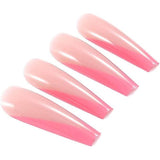 Hot Pink French Press on Nails - Designer Fake Nagels voor een Stijlvolle Look - Langdurige Coffin Acryl Nagels (Glanzend) - 24 Stuks