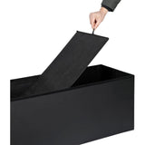 Opvouwbare Opberg Ottoman Bank – 110 cm Kunstleer Voetenbank met Opbergruimte en Gewatteerde Zitting – Draagbare Opbergbank tot 300 kg – Zwart – Voor Woonkamer, Slaapkamer of Hal