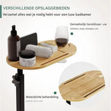 Bamboe Badkuip Tafel - Verstelbare Hoogte - Vrijstaande Badtray - Luxe Badaccessoires - Stabiel Metaalframe en Houten Design - Voor Hot Tub, Bad, Slaapkamer of Woonkamer