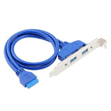 Intern USB 3.0 Vrouwelijk naar Moederbord 20-pin Kabel met PCI Bracket - Paneel Montage - 50cm