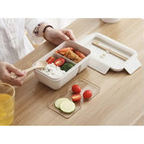 2 Stuks -Japanse Bento Box Set - Met Bestek - Lekvrije Deksel - Lunchtrommel - Duurzame Lunchbox - Ideaal Voor Maaltijdvoorbereiding - Herbruikbare Eetdoos - BPA vrij - Compact En Lichtgewicht - Voedselveilig Handige Voedselcontainer - Beige & Roze