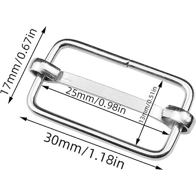 Metalen Gespen 25 mm - Tasgespen - Schuifstopper voor Heuptassen, Rugzakken & Riemen - Ideaal voor DIY & Handgemaakte Projecten - Set van 30 - Zilverkleur
