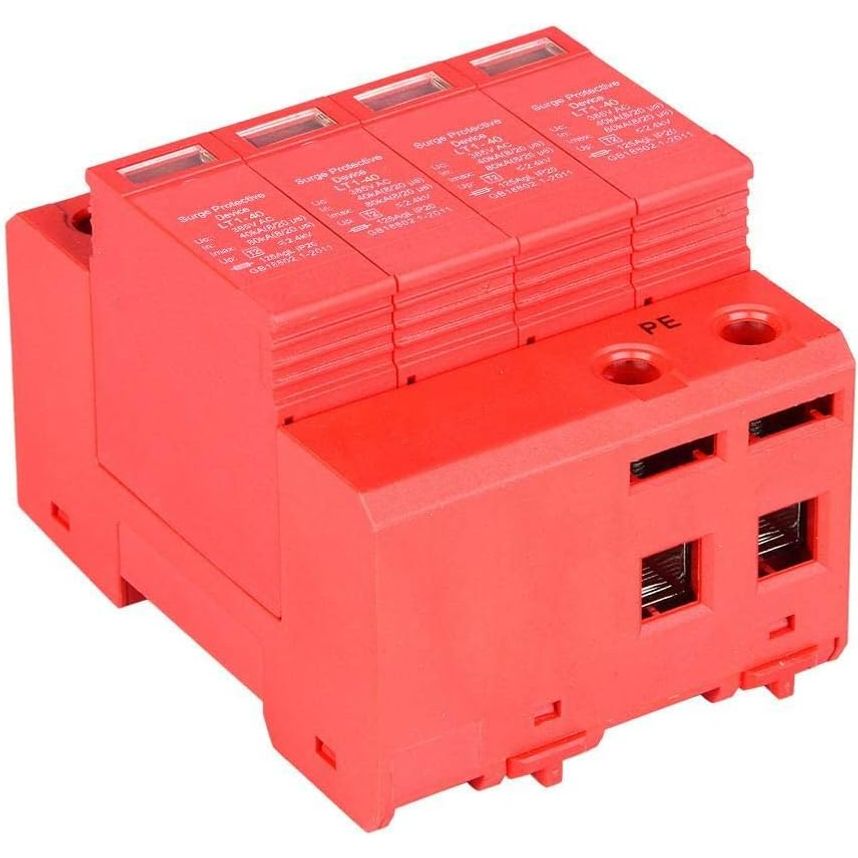 Thuis Overspanningsbeveiliging - 4P - 40KA - Laagspanning - Dissipator - 20A - 385V - Flits - Dissipator  Apparaat  Met Hoge Kwaliteit Precisie - Chips - Geschikt - Voor Thuis - Rood