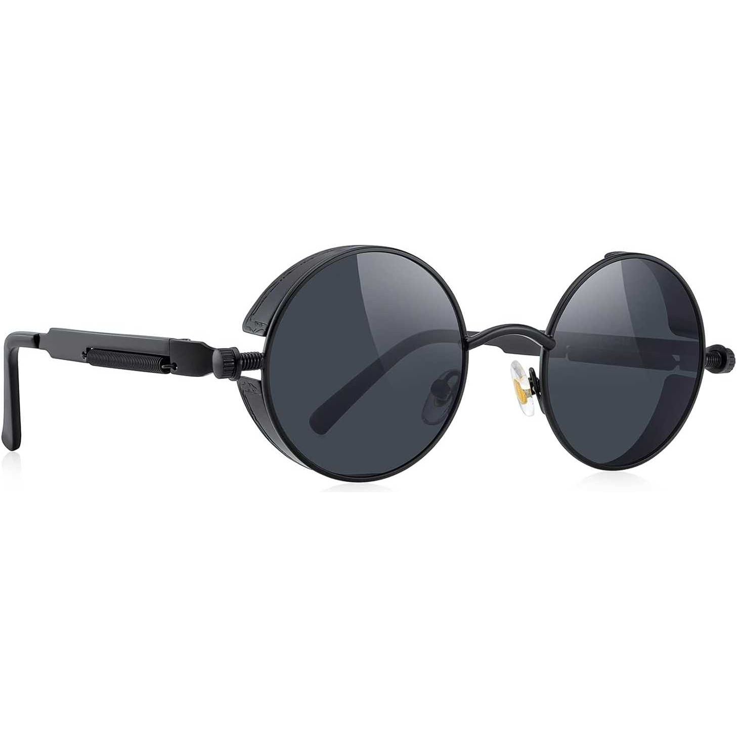 FEISEDY Retro Gothic Steampunk Zonnebril - Ronde Metalen Frame - Unisex UV400 Bescherming - Lichtgewicht - Steampunk Stijl Zonnebril Voor Mannen en Vrouwen - Geschikt Voor Wandelen, Rijden, Reizen en Dagelijks Gebruik - Model B1857