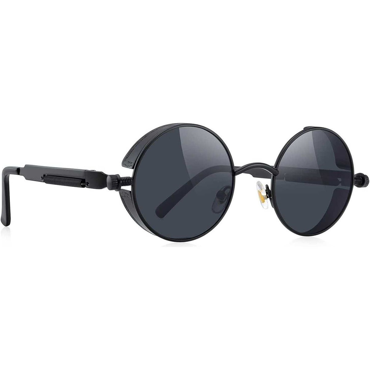 FEISEDY Retro Gothic Steampunk Zonnebril - Ronde Metalen Frame - Unisex UV400 Bescherming - Lichtgewicht - Steampunk Stijl Zonnebril Voor Mannen en Vrouwen - Geschikt Voor Wandelen, Rijden, Reizen en Dagelijks Gebruik - Model B1857
