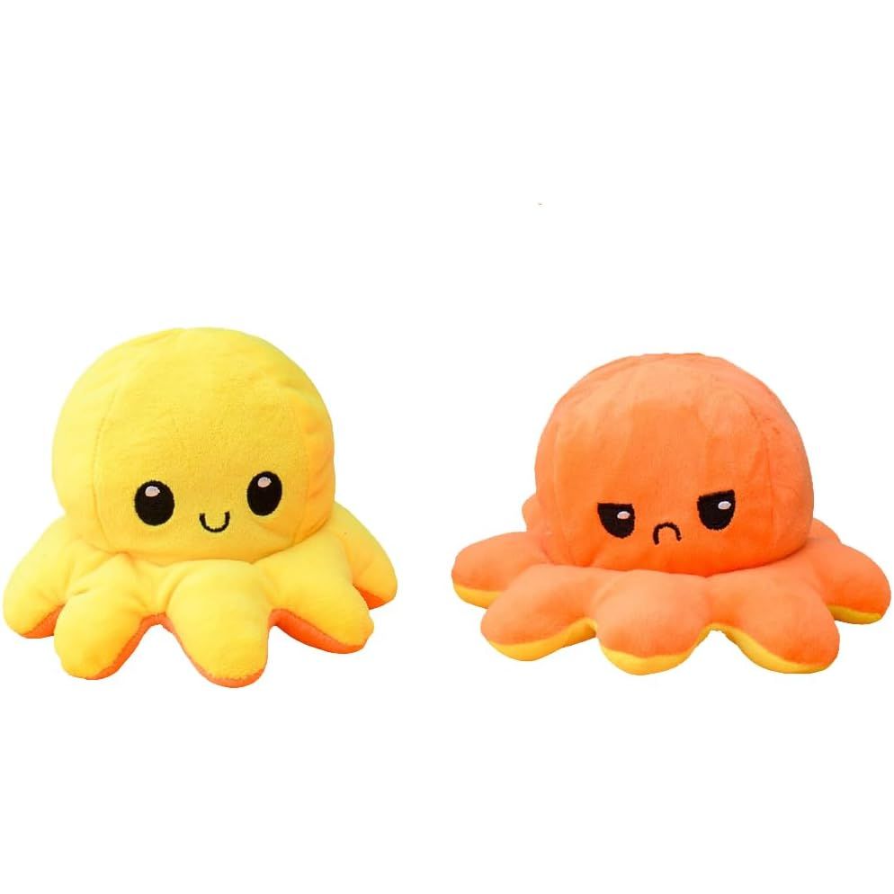 Omkeerbare Octopus Knuffel – Zachte Pluche Knuffel met Dubbele Gezichtsuitdrukking – TikTok Sensatie & Stressverlichtend Speelgoed – Verkrijgbaar in Meerdere Kleuren