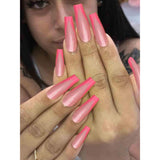 Hot Pink French Press on Nails - Designer Fake Nagels voor een Stijlvolle Look - Langdurige Coffin Acryl Nagels (Glanzend) - 24 Stuks