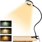 Dimbare LED Clip-on Ringlamp – Tafellamp Met Klem Voor Videovergaderingen, Lezen & Zoom – 3 Kleuren (3000K-6500K) – 10 Helderheidsniveaus – USB Gevoed – Flexibele Arm – 46 cm – Klem Tot 5 cm Breed