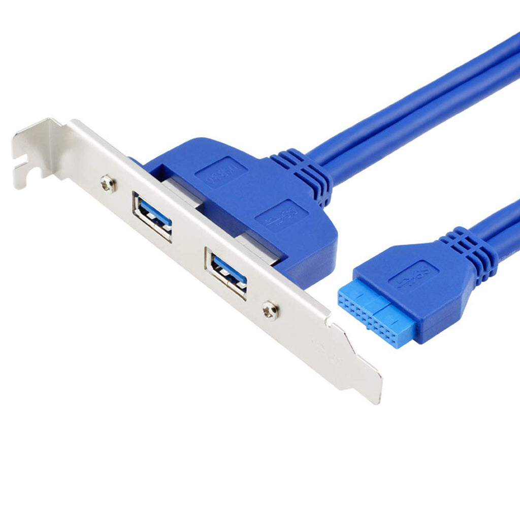 Intern USB 3.0 Vrouwelijk naar Moederbord 20-pin Kabel met PCI Bracket - Paneel Montage - 50cm