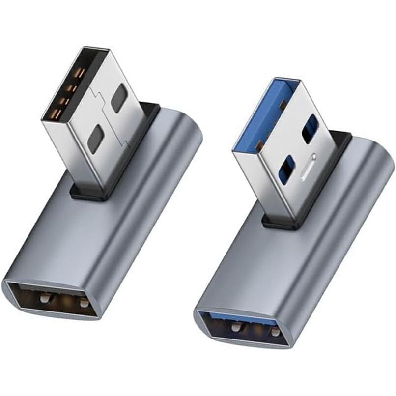 90-Graden USB-C naar USB 3.0 Adapter - Rechtshoekige Extensie - OTG Data Converter - Snel Opladen - Universeel voor Telefoon en Tablet - Zwart en Blauw