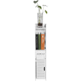 Badkamerkast – 80 x 15,5 x 15,5 cm – Houten Opbergkast – Wit – Met Lades en Planken – Voor Toilet, Badkamer en Wasruimte