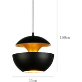 Vintage-Industrieel-Hanglamp - Zwart-Aluminium-Kap - E27-Fitting - Verstelbare-Kabel-150cm - Ø35cm - Zonder-Lichtbron - Plafondlamp-Modern-Lichtarmatuur - Voor-Woonkamer-Eetkamer-Hal-Slaapkamer