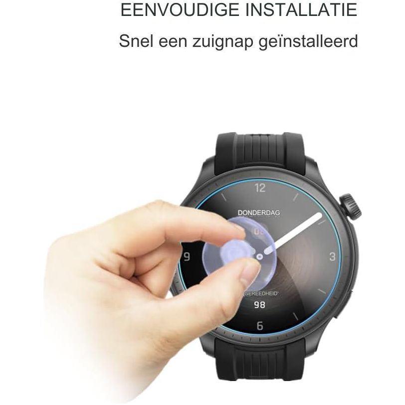 3 Pack - 9H Gehard Glas Screen Protector voor Amazfit Balance Smartwatch - Krasbestendige Tempered Glass Folie - 2.5D Gebogen Randen - Hoge Gevoeligheid - Eenvoudige Installatie met Zuignap - Explosiebestendig - Glanzende Afwerking
