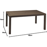 Keter Melody Tuintafel Rechthoekig – Kunststof Eettafel voor Buiten – Rattanlook – Onderhoudsarm & Weerbestendig – 160x94x74,5 cm – 6-Persoons – Bruin – Outdoor Loungen & Dineren