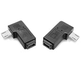 Mini USB 5-Pins Mannelijk naar Vrouwelijk Verlengadapter - 90 Graden Links & Rechts Gehoekt - 2 Stuks Set - Data en Opladen Compatibel