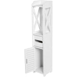 Badkamerkast – 80 x 15,5 x 15,5 cm – Houten Opbergkast – Wit – Met Lades en Planken – Voor Toilet, Badkamer en Wasruimte