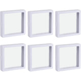 Set van 6 Floating Frame Display Houder - 3D Sieraden Display Box - 9 x 9 x 2 cm - Wit - Vierkante Acryl en TPU Display voor Ringen, Kettingen, Armbanden, Munten, Postzegels - Met Klapontwerp voor Makkelijk Gebruik en Bescherming