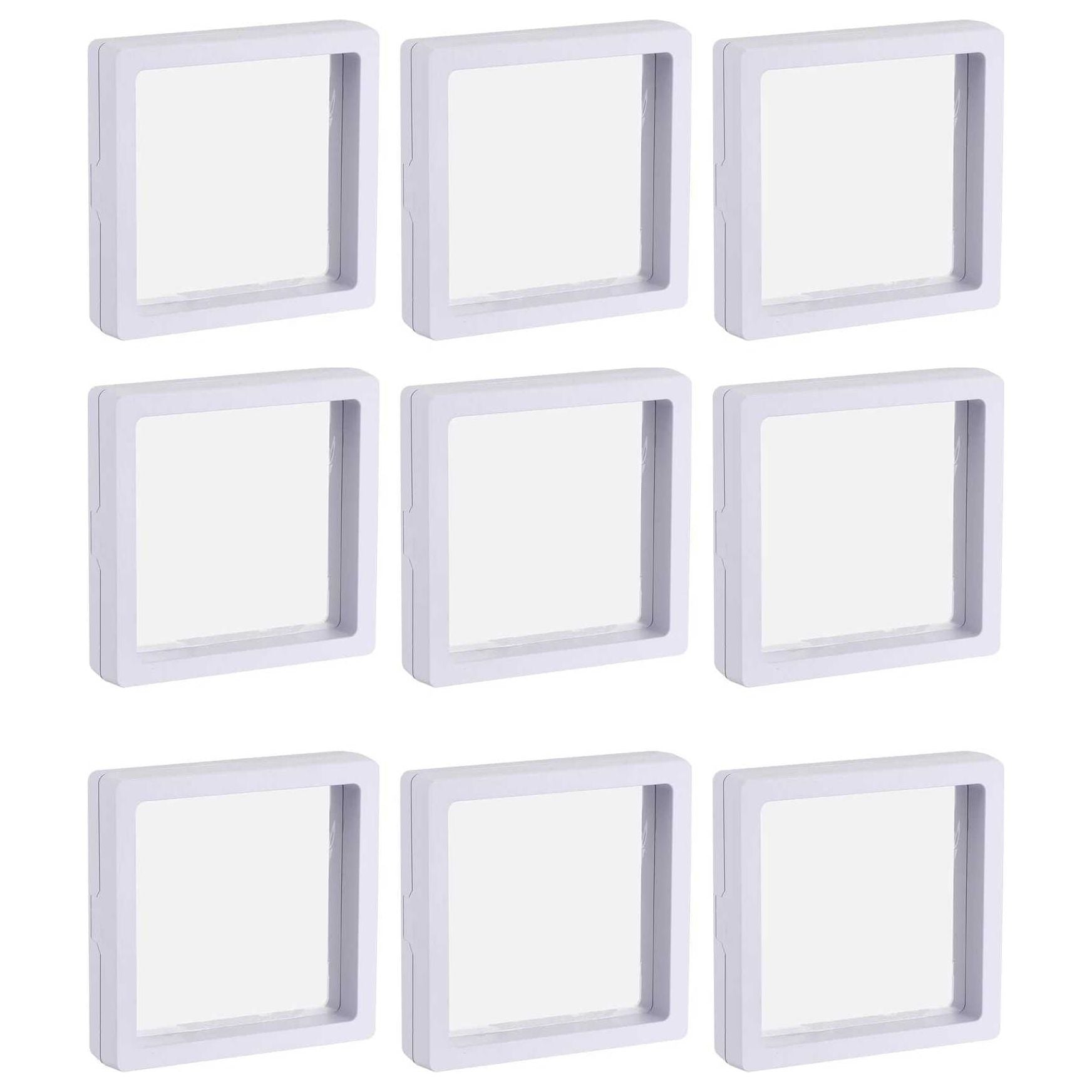 9 Stuks - 3D Sieraden Display Box - Witte Vierkante Zwevende Displayhouder - 9 x 9 x 2 cm - Geschikt voor Ringen, Kettingen, Armbanden, Munten en Meer