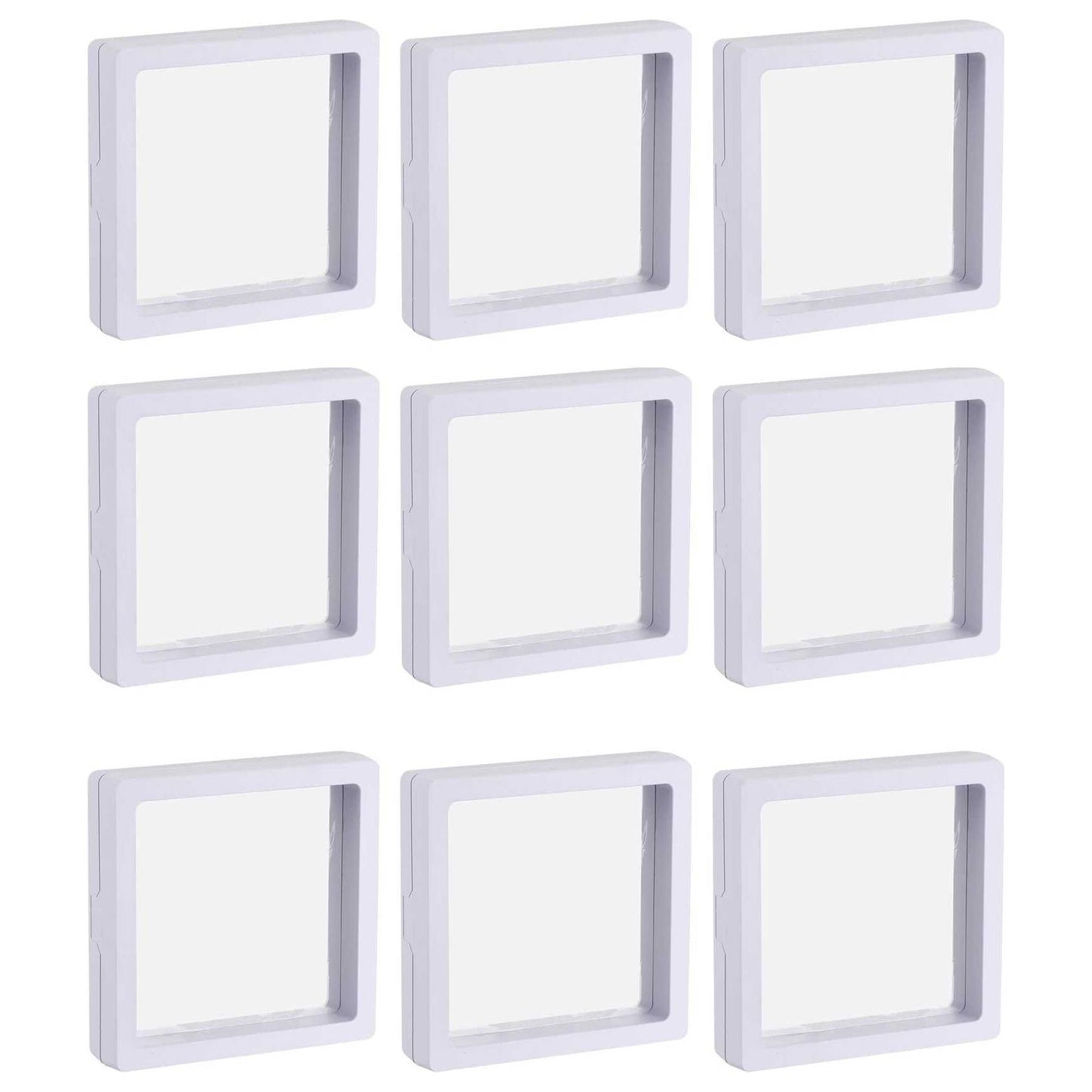 9 Stuks - 3D Sieraden Display Box - Witte Vierkante Zwevende Displayhouder - 9 x 9 x 2 cm - Geschikt voor Ringen, Kettingen, Armbanden, Munten en Meer