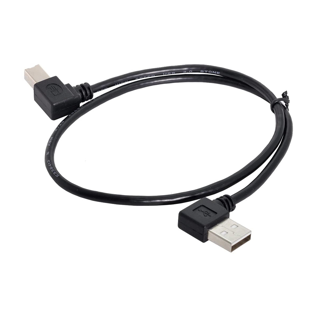 1 Stuk Zwart Gevlochten USB 2.0 A Male naar B Male Printer & Scanner Kabel met Rechte Hoek - 100cm, 90 Graden Aansluiting voor Efficiënte Dataoverdracht