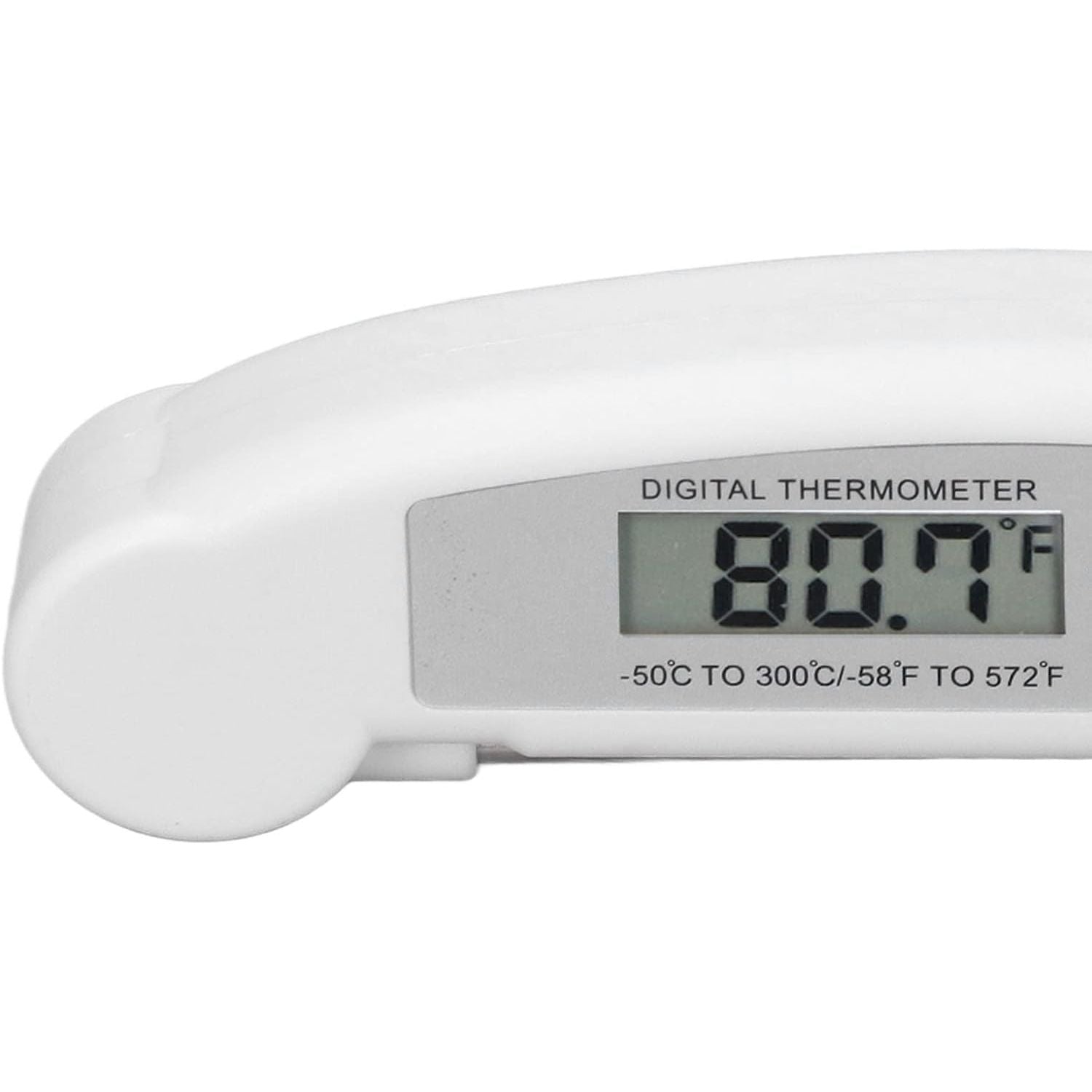 Digitale Vleesthermometer met Kalibratiefunctie – Direct Afleesbare Food Thermometer met RVS Sonde, Inklapbaar Ontwerp & ABS Behuizing – Snelle Temperatuurmeting van -50°C tot 300°C voor BBQ, Bakken, Frituren & Koken (Wit)