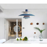 Moderne Scandinavische Hanglamp Ø30 cm – Aluminium Kleurverloop Blauw – E27 LED Plafondlamp voor Eetkamer, Woonkamer of Slaapkamer – In Hoogte Verstelbare Design Hanglamp – Elegante Kegelvormige Lamp voor Tafel of Keuken