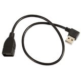 2 Stuks USB Male naar Female - USB 2.0 Verlengkabel Set 40cm - 90° Gebogen Links en Rechts - Ideaal voor Beperkte Ruimtes