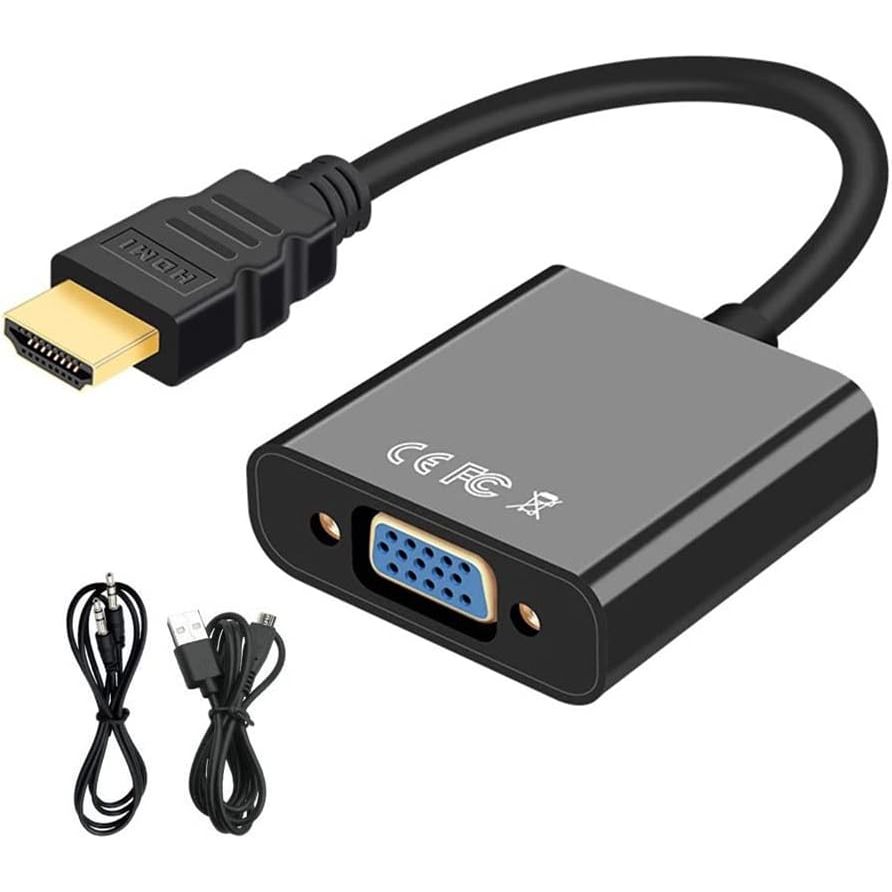 HDMI Naar VGA Adapter Met 3.5mm Audio Kabel & Voedingskabel - HDMI Male Naar VGA Female - 1080p 60Hz Ondersteuning - Voor Laptop, Monitor, Projector, TV - Plug & Play - Hoge Compatibiliteit - Goudgeplateerde Connector