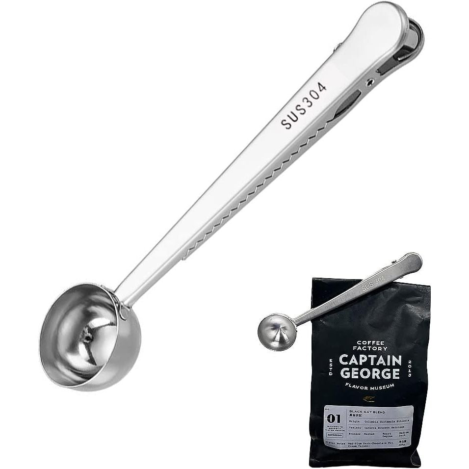 Koffieschepje van 7 Inch met Zakclip, Zilveren Koffieschepje in SUS 304, Koffieaccessoire Koffielepel voor Meten, Afsluiten, Koffiemaatschepje voor Koffiebonen, Melkpoeder