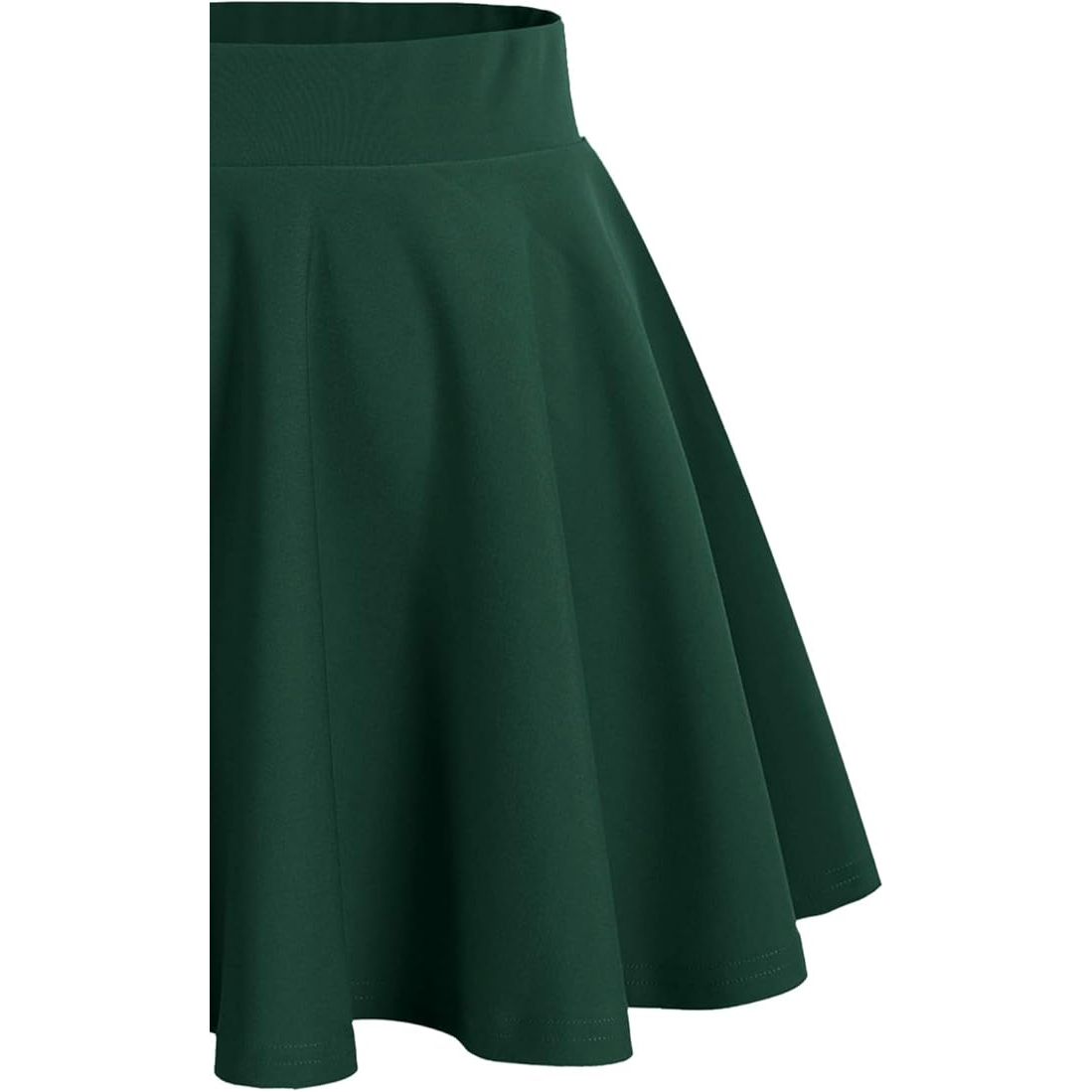 Dames Mini Skaterrok – Maat M – Donkergroene A-Lijn Rok – Stretchy Flared Rok Met Elastische Tailleband – Casual & Trendy Korte Rok Voor Dagelijks Gebruik, School, Werk Of Feest