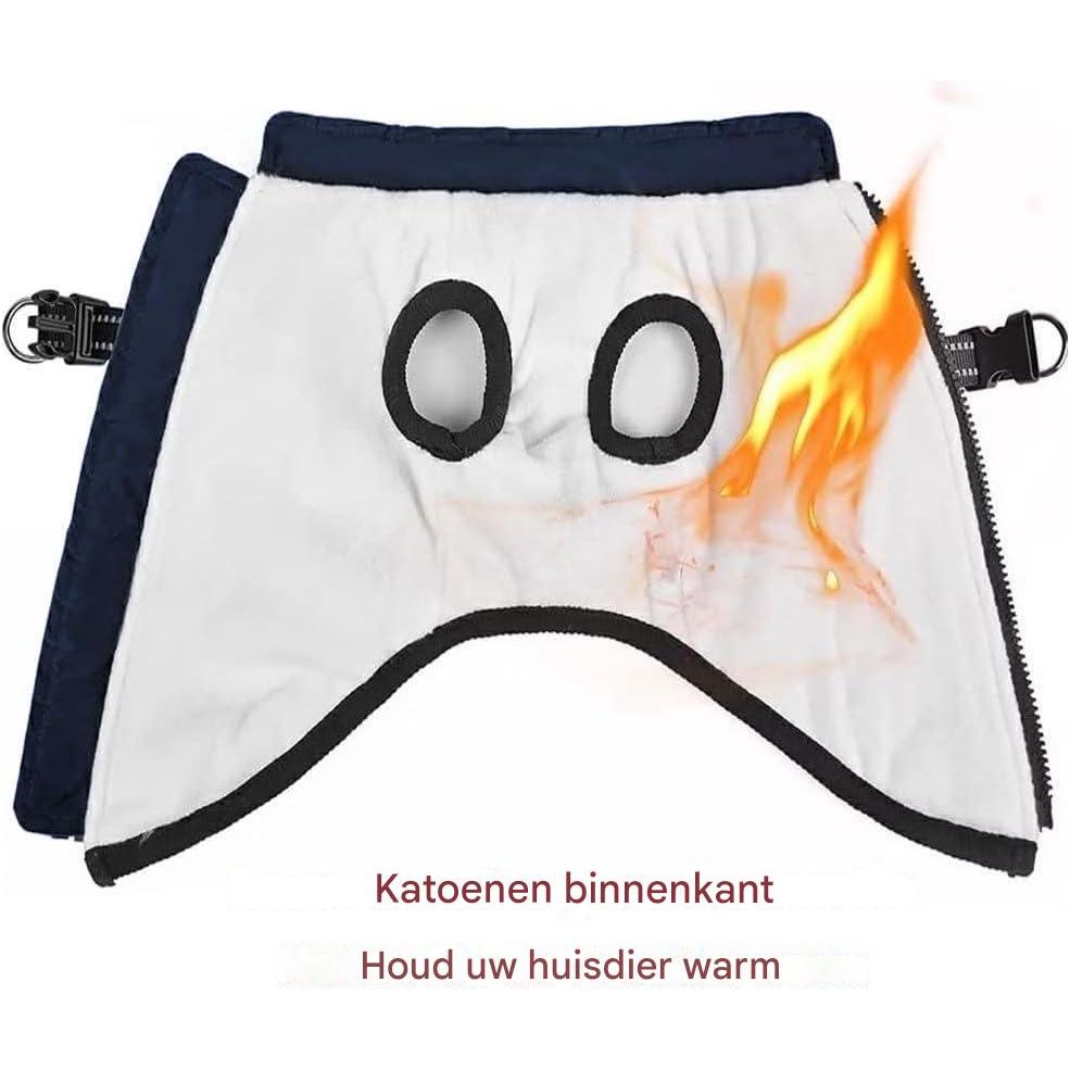 Voarge Hondenjas 5XL | Wintervest met Harnas | Waterdicht, Reflecterende Strepen, Machinewasbaar | Blauw
