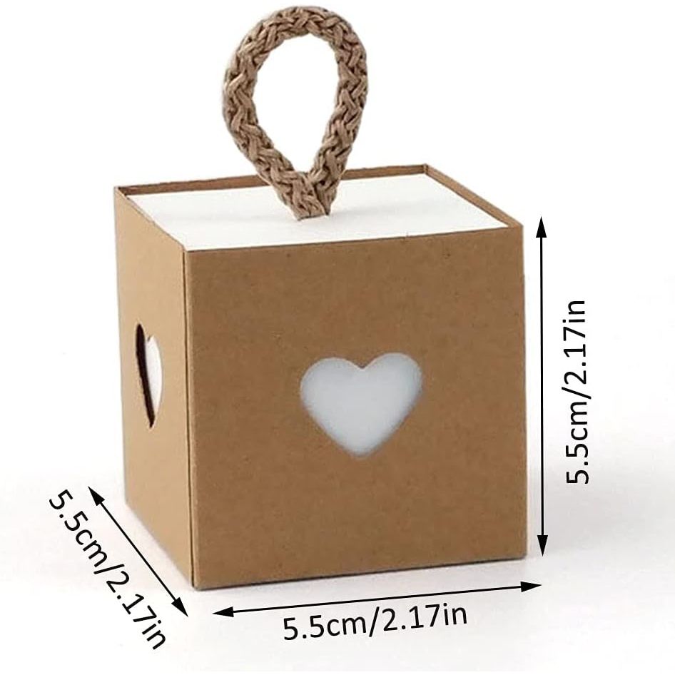 Kraft Papieren Snoepdozen - Vintage Stijl - Ideaal voor Bruiloft en Verjaardagsfeesten - Recyclebaar - Bruin en Wit - Set van 50
