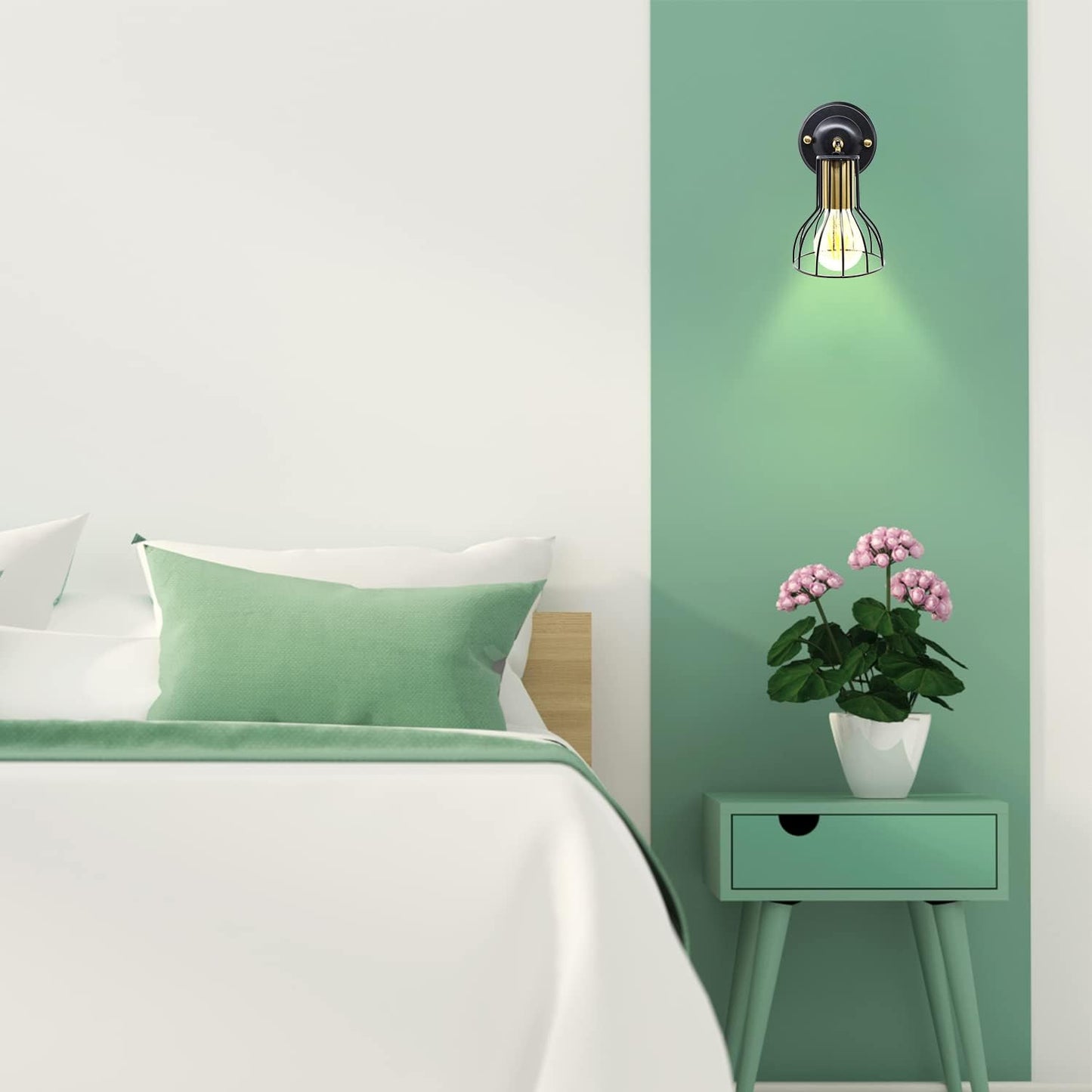 Set van 2 - Industriële Wandlampen Cage - Vintage Wandbevestiging - Rustieke Verstelbare Mini Verlichting - Geschikt voor Badkamer, Slaapkamer en Spiegel