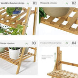 Bamboe Plantenrek – 3-Laags Opvouwbare Plantenstandaard – Plantentrap met Ophangrek – Bloementrap voor Binnen & Buiten – Houten Plantenhouder – Decoratief Bloemenrek – 100 x 40 x 96 cm – Inclusief Tuingereedschap & Haken – Ruimtebesparend & Stevig