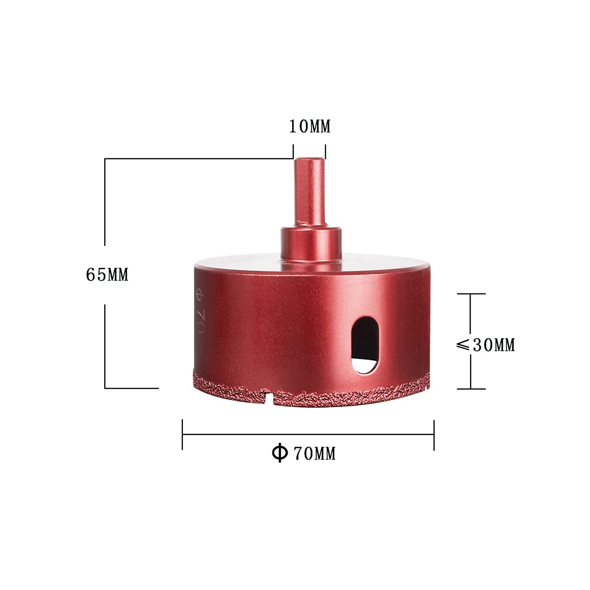 Diamanten Boorset - Prestatiekern Gatzaag voor Glas-Tegel-Graniet-Marmer-Porselein - Set van 11 Diverse Maten - 70mm Kernzaag - Rood