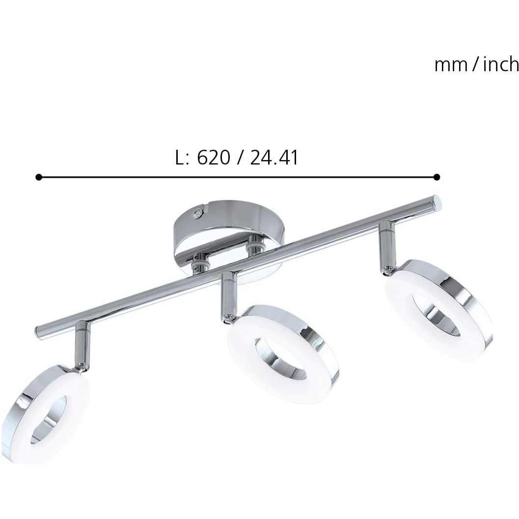 EGLO Gonaro - 3-Lichts LED Plafondspot - Chroom en Wit - Ø 210 mm - IP44 - Inclusief Lichtbronnen - Niet Dimbaar - Moderne Stijl - Staal en Kunststof