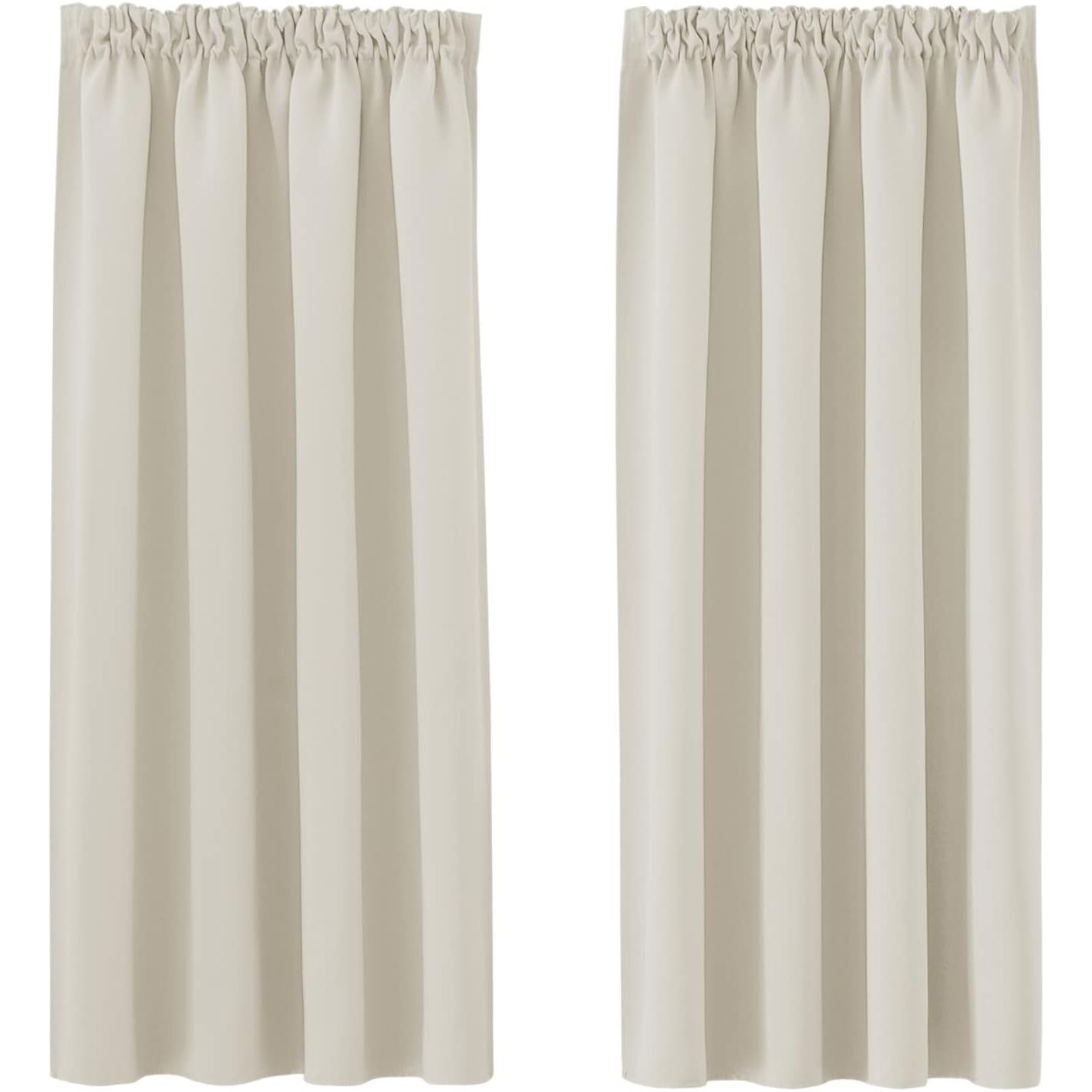 2 Stuks - Opaque Slaapkamer Gordijnen - H 160 x B 140 cm - Verduisterende Gordijnen Met Rimpelband - Thermische Isolatie - Lichtdichte Privacy Gordijnen - Warmte- en Geluidswerende Gordijnen - Licht Beige - Polyester