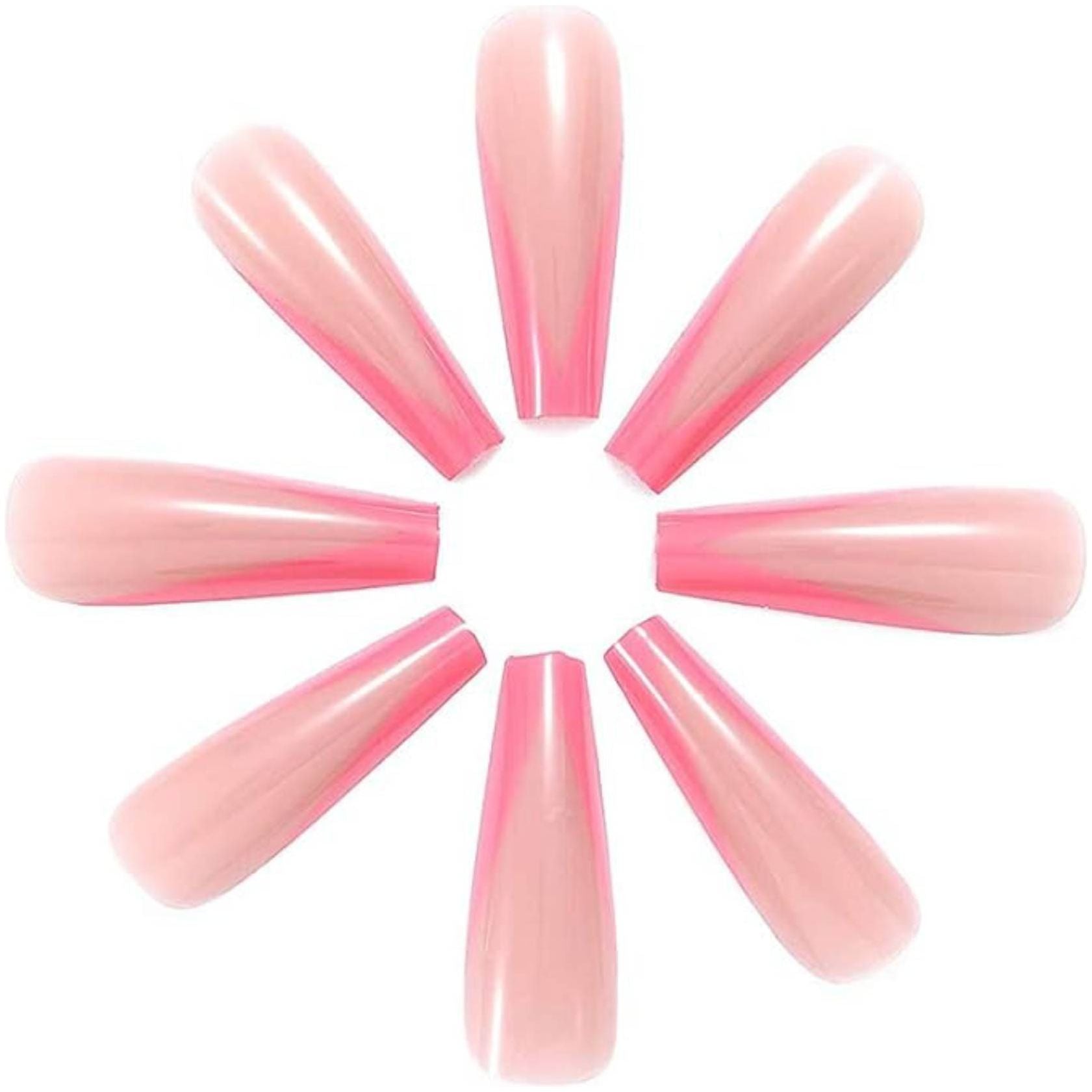 Hot Pink French Press on Nails - Designer Fake Nagels voor een Stijlvolle Look - Langdurige Coffin Acryl Nagels (Glanzend) - 24 Stuks