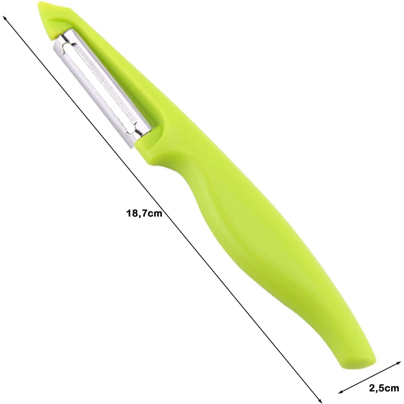 2 Stuks - Dubbelzijdige Groenteschiller - Scherpe RVS Mesjes - Klassieke Stijl - Ergonomische Handgreep - Kunststof & Roestvrijstaal - Voor Aardappelen, Wortelen, Courgette en Meer - 18.7 x 2.5 cm - Groen