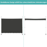 COSTWAY Verstelbare Balkonmarkies - 395 cm Breed - Hoogte 200-300 cm - UV- en Waterbestendige Zonneluifel - Aluminium en Oxford Weefsel - Inclusief Handmatige Korbel - Geen Boren Nodig - Grijs