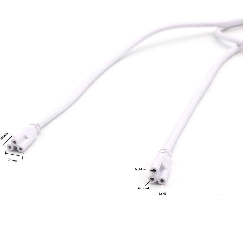 T5 T8 Verlengsnoer van 1,2m - 3-Polige Voedingskabel voor LED Buisverlichting - Koppelbare Connector Koord voor Enkele LED Werkplaatsverlichting en Onderkast Verlichting