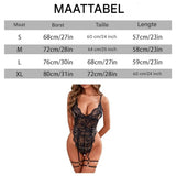 Sexy V-Hals Kant Lingerie Set - Verleidelijke Bodysuit - Babydoll Met Open Design - Verstelbare Bandjes - Comfortabele Nylon Lingerie - Perfect Voor Speciale Gelegenheden - Maat M