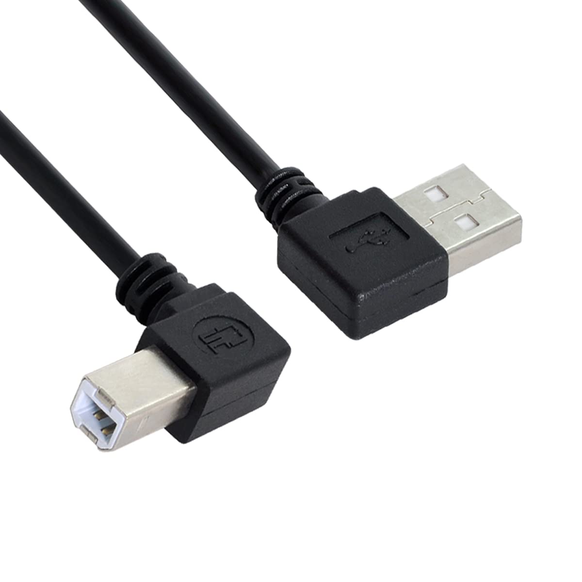 1 Stuk Zwart Gevlochten USB 2.0 A Male naar B Male Printer & Scanner Kabel met Rechte Hoek - 100cm, 90 Graden Aansluiting voor Efficiënte Dataoverdracht