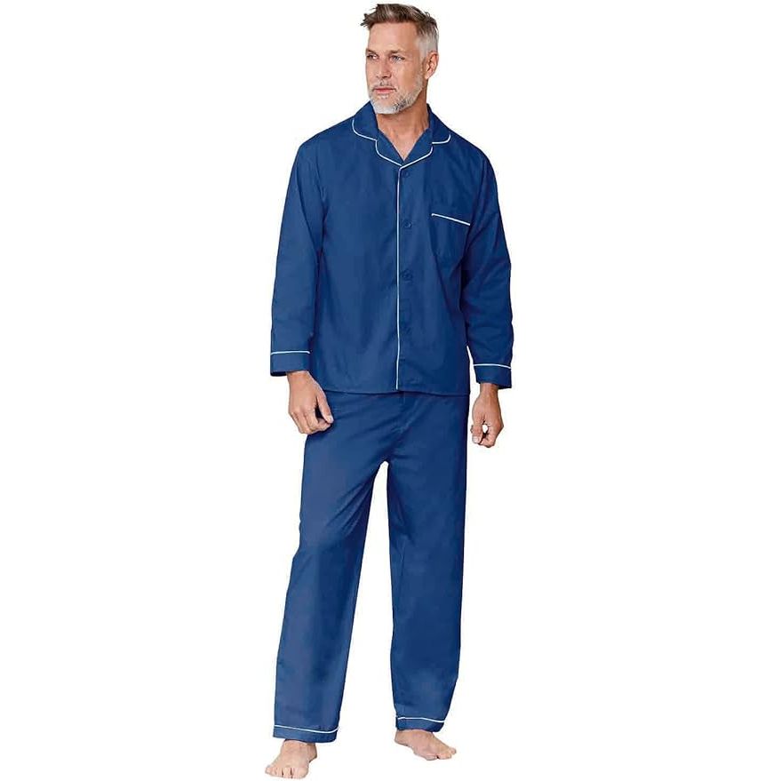 Heren Pyjama Set - Meerdere maten - Klassieke Stijl - Champion Ontwerp - Katoen Blend - Lange Mouwen Shirt en Broek - Traditioneel en Praktisch - Comfortabel Nacht- en Loungewear - Gemakkelijk Machinewasbaar
