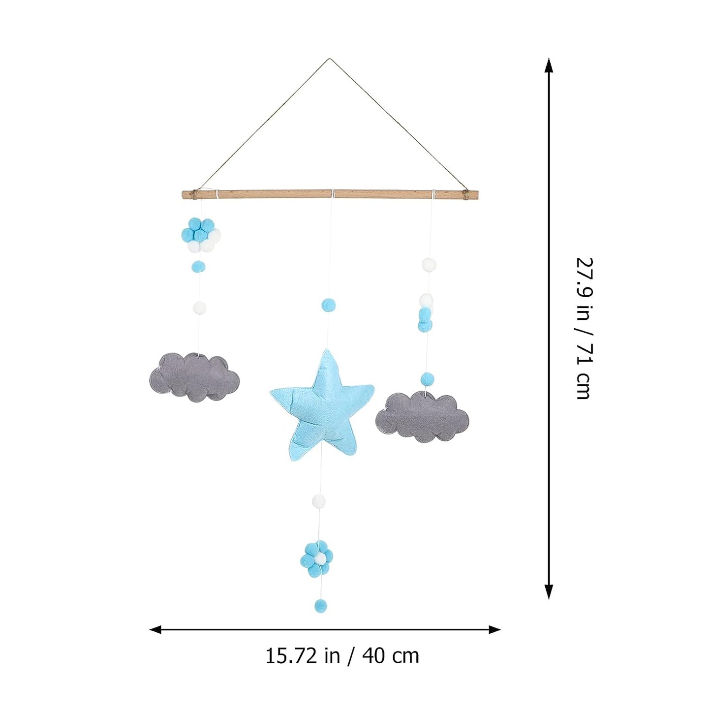 Muurhanger voor Kinderkamer - Ster & Wolk Decoratie - Fotolijst Collage - Perfect voor Babykamer, Kinderkamer, Slaapkamer - Blauw Huis Ornament - Lichtblauw